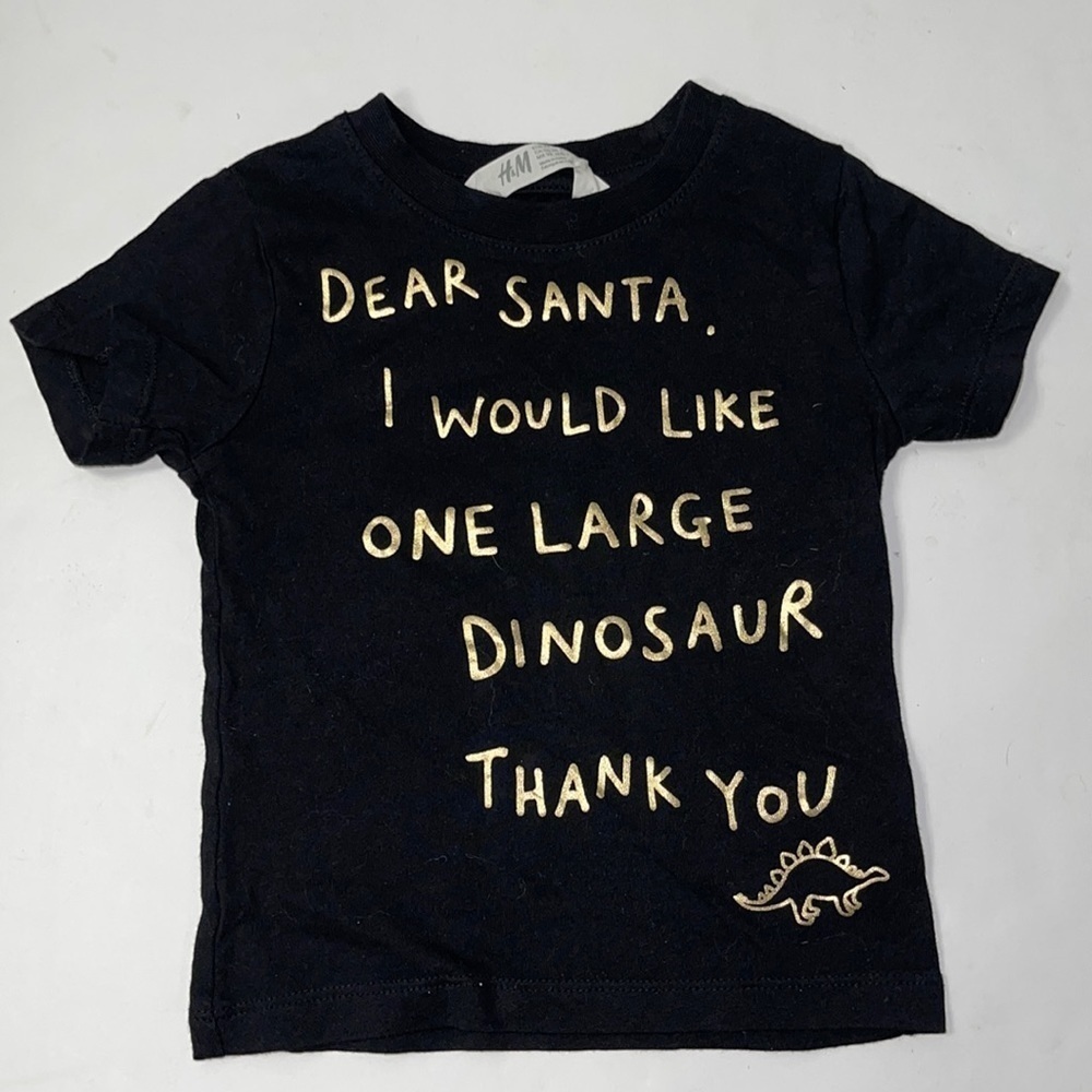 H&M CHRISTMAS BLACK T KIDS DINOSAUR SHIRT 1.5 -2 years old